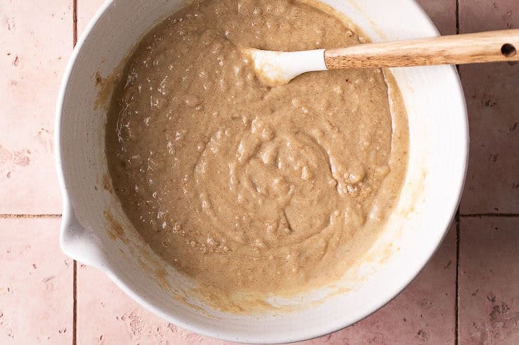 muffin batter in a mixing bowl