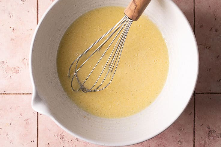 wet ingredients for muffins in a mixing bowl