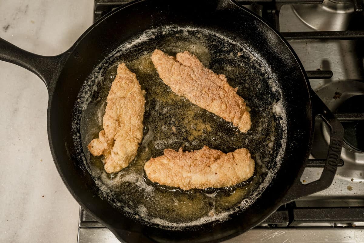 frying chicken in oil