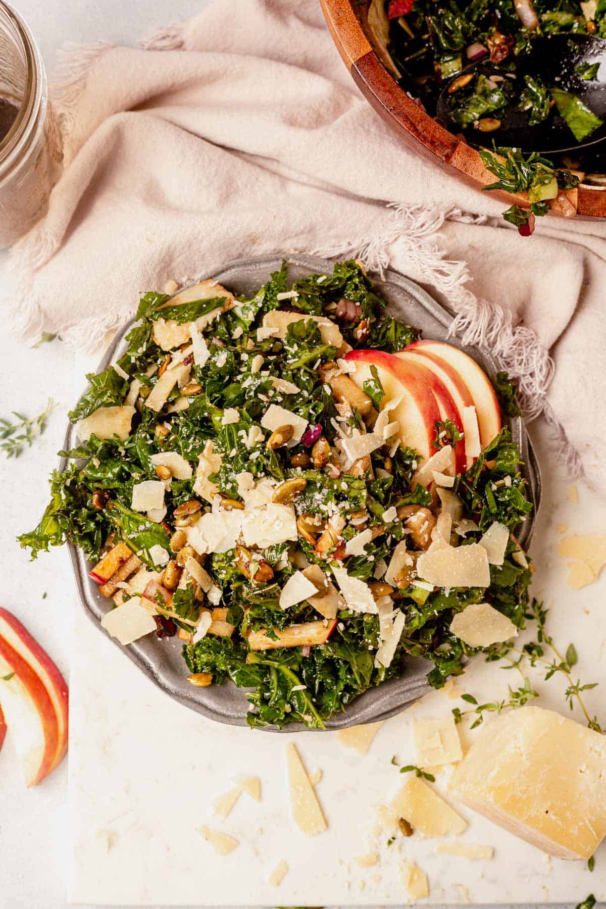 kale apple salad on a plate