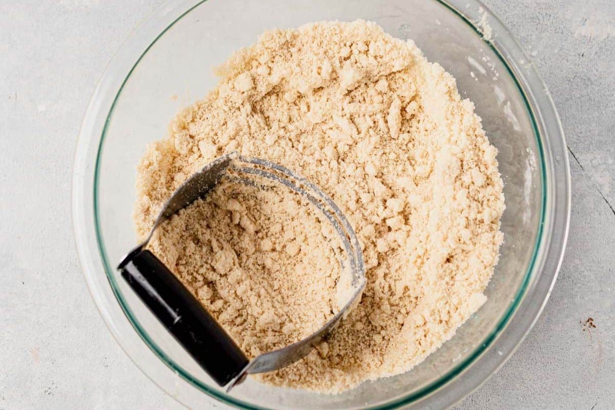 gluten free biscotti dry ingredients in a mixing bowl