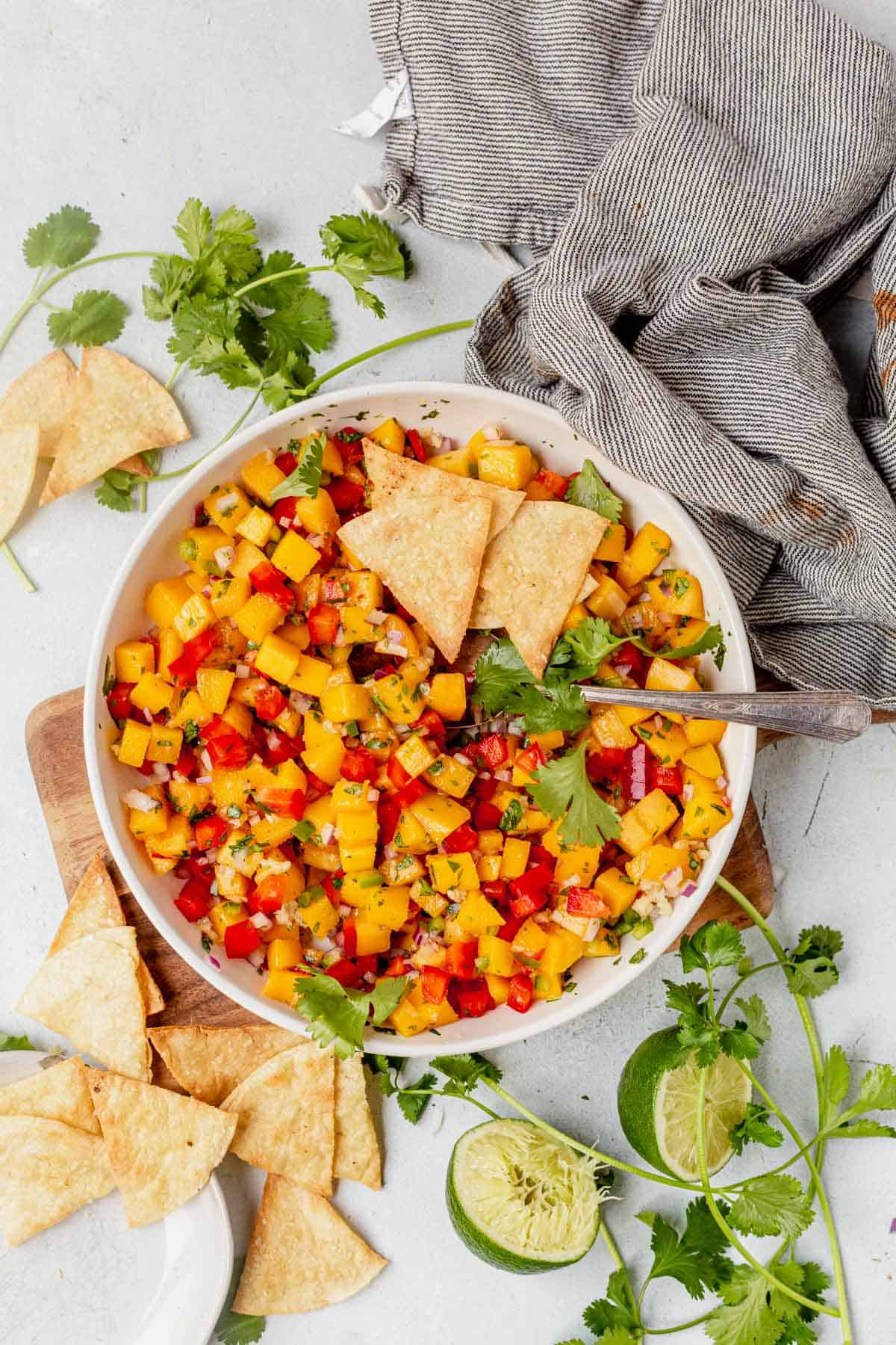 tortilla chips and magno peach salsa