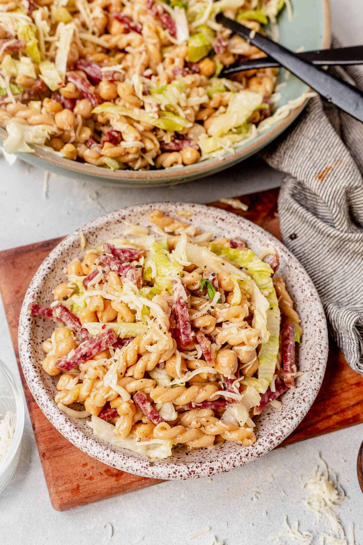 italian pasta salad on a plate