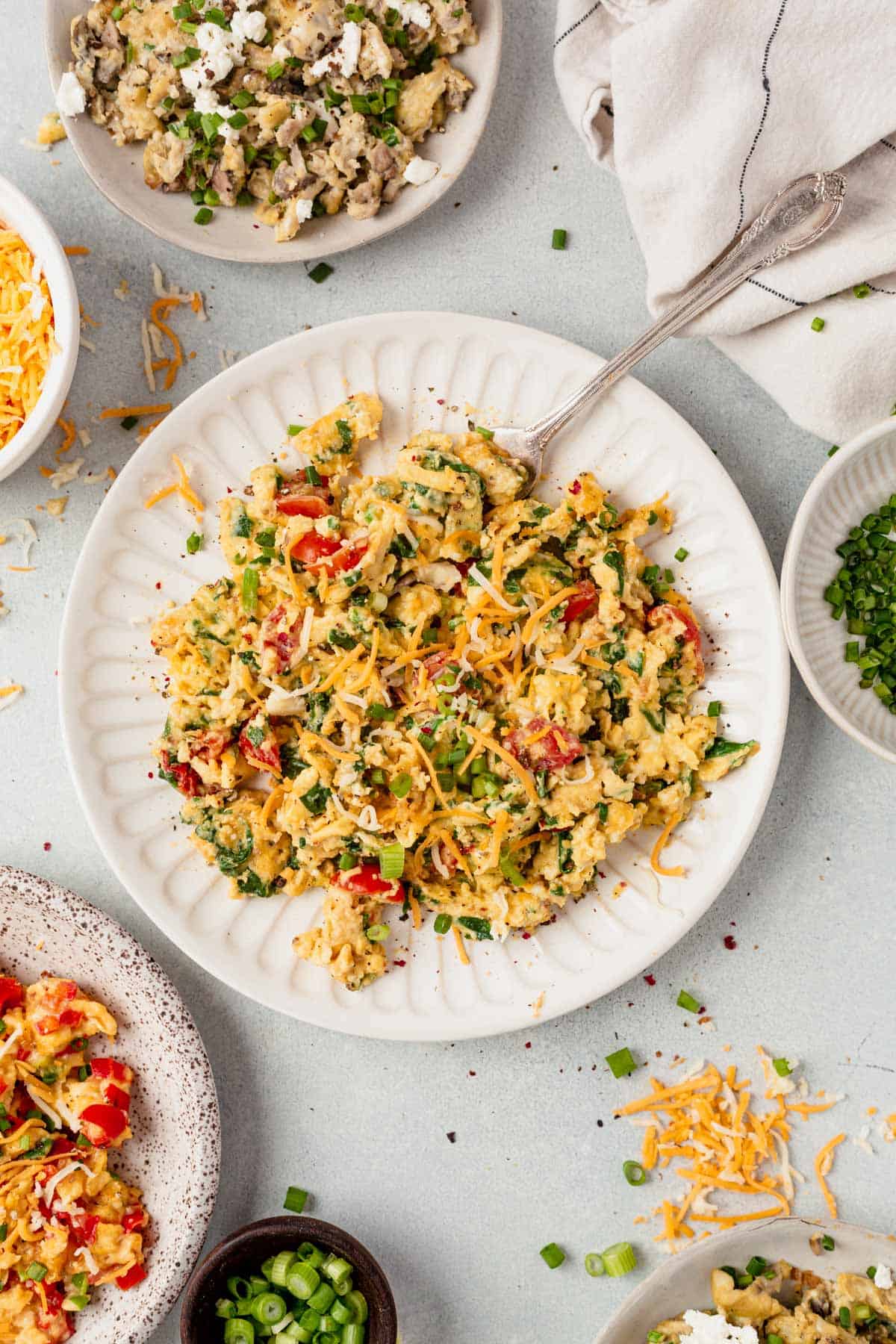 a plate of air fryer scrambled eggs