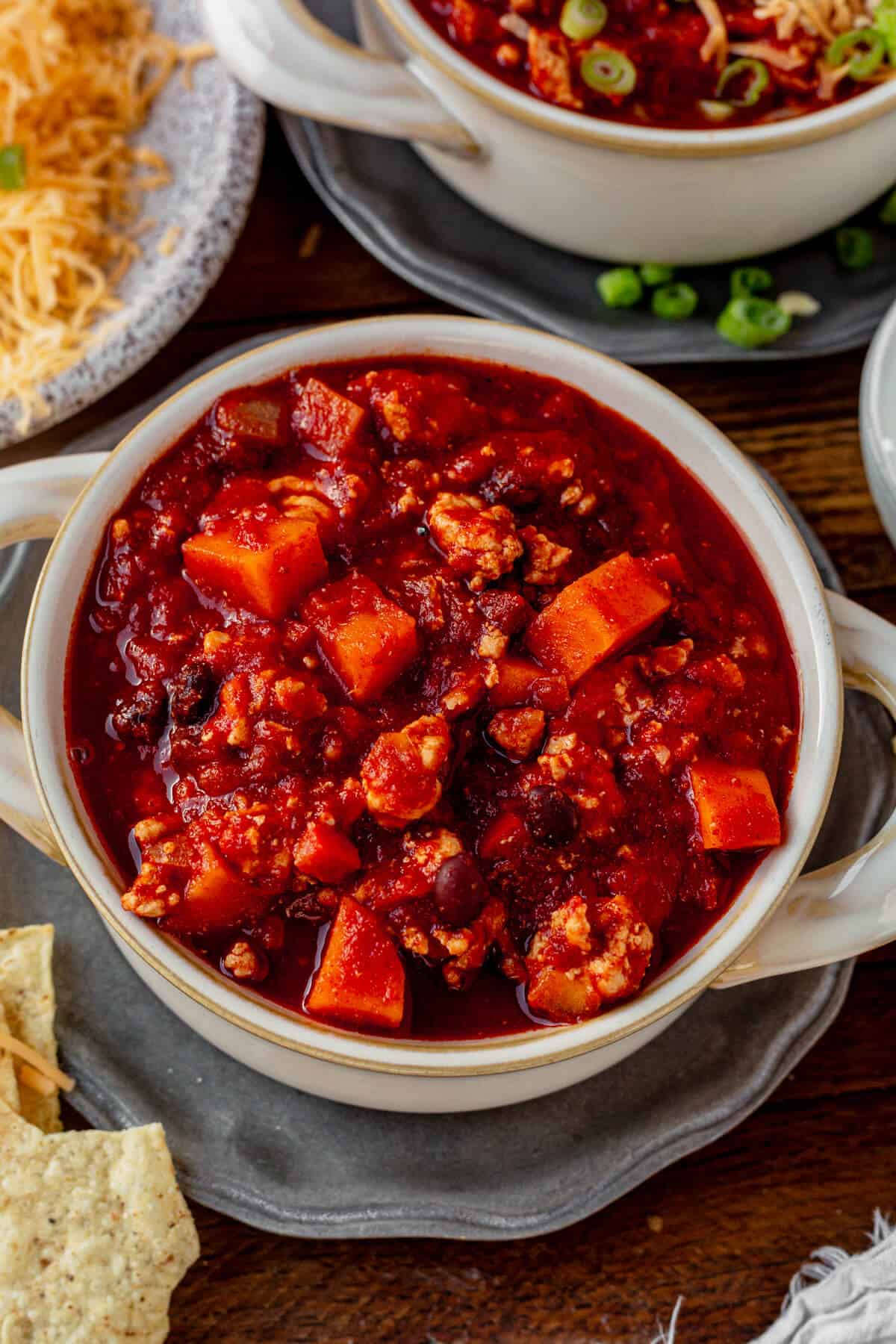 a bowl of sweet potato chili