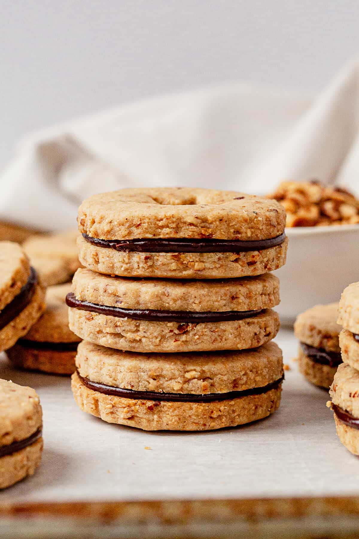 three hazelnut shortbread cookies