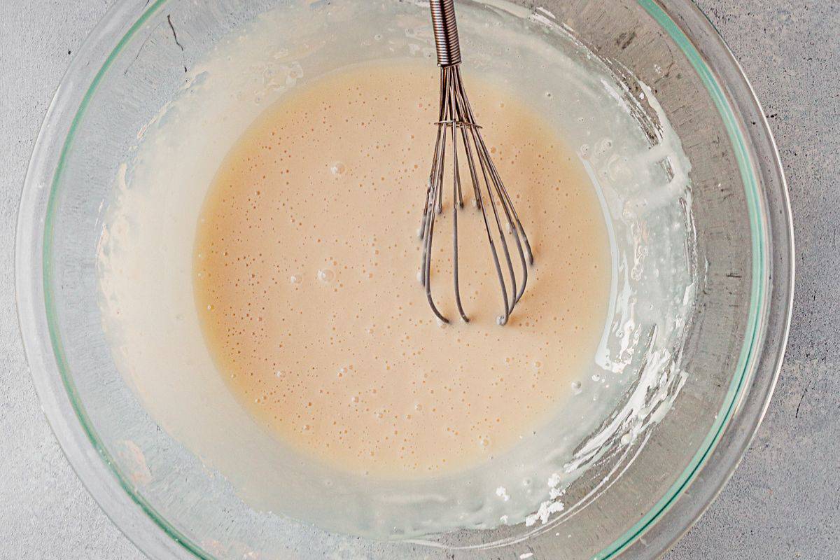 cookie icing whisked in a bowl