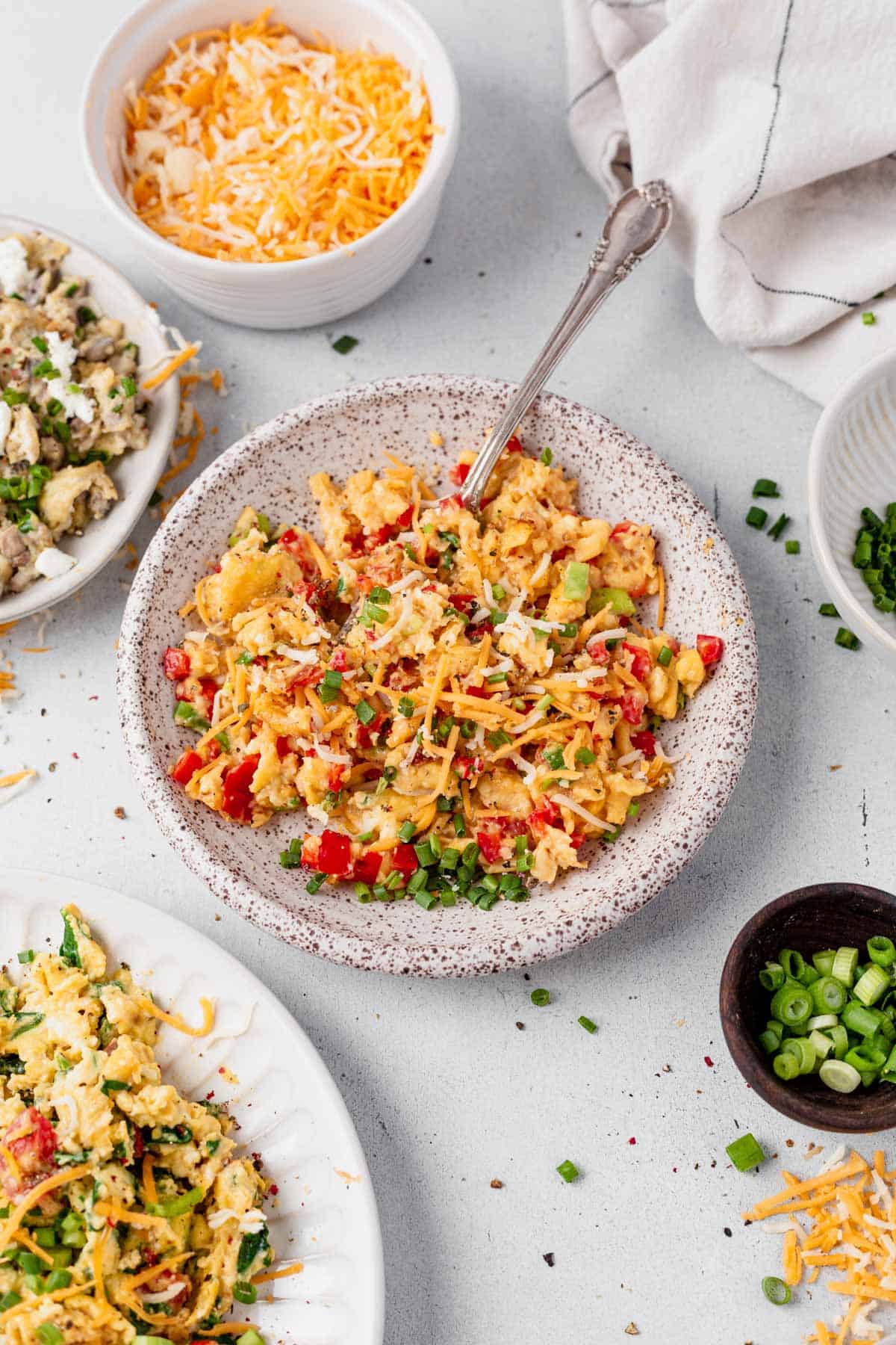 a bowl of air fryer scrambled eggs