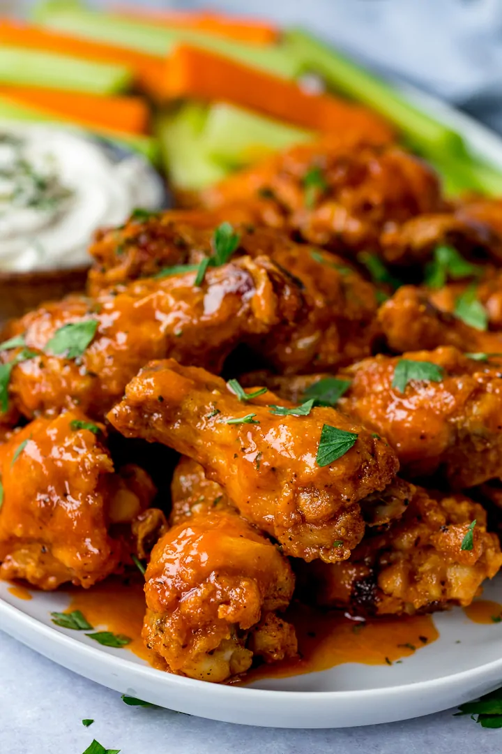 baked buffalo chicken wings on a plate