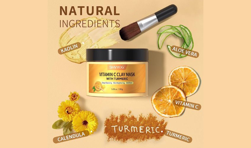 Vitamin C Face Mask with Kaolin Clay and Turmeric ingredients